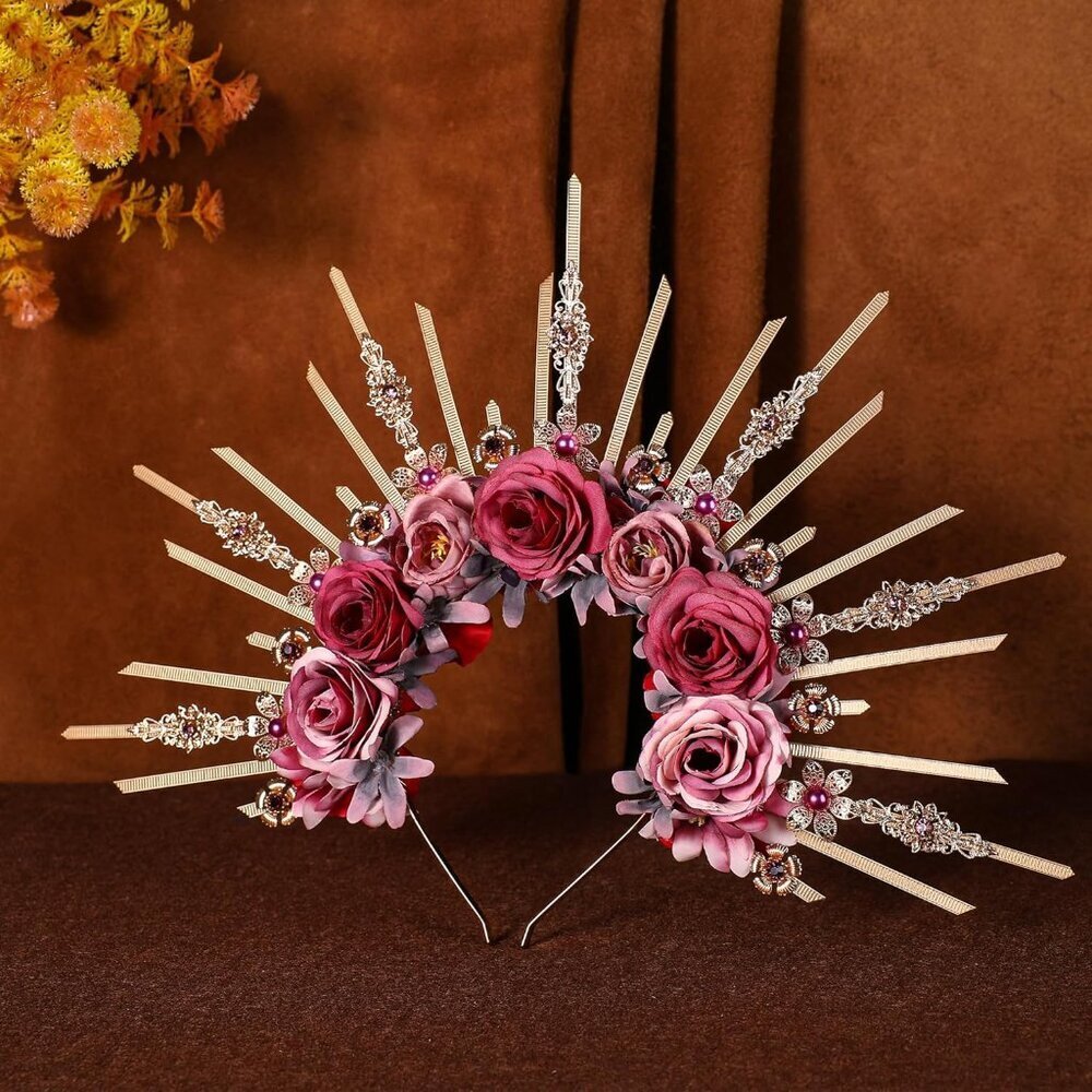 Renfaire Flower Halo Crown Handmade Fantasy Cosplay Wedding Fairy Goddess - Picture 4 of 7